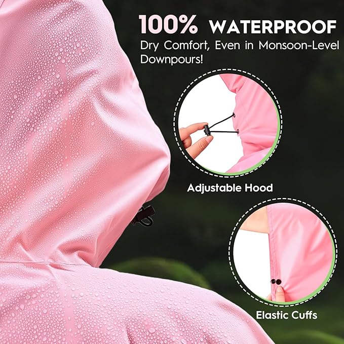 Bruvoalon 3-in-1 Rain Poncho with 1/4 Zip & Chest Pocket, Waterproof, Sunshade, Ground Mat for Adults & Youth Emergency