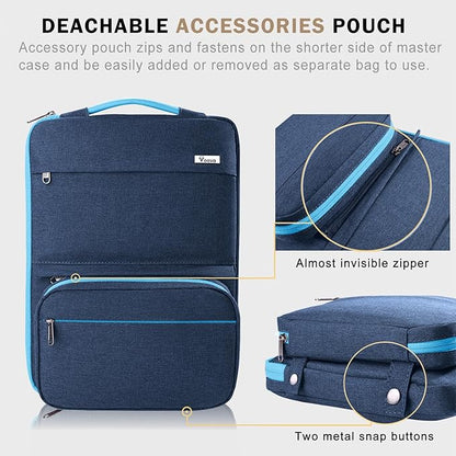 Voova Laptop Sleeve Case 13 14 Inch Compatible with MacBook Air 13 M2/3/4, MacBook Pro 13/14,13.5”Surface Laptop 4/5, 2 in 1 Waterproof Computer Bag with Detachable Accessory Pouch, Navy Blue
