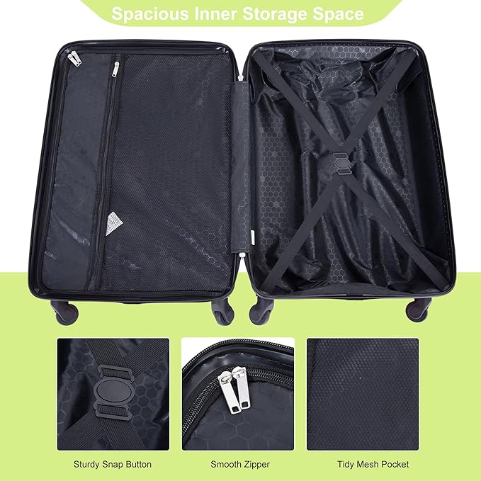 4-Piece Hardside Luggage Set with TSA Lock, Lightweight ABS Suitcases With Spinner Wheel, 16/20/24/28 inch, Chartreuse