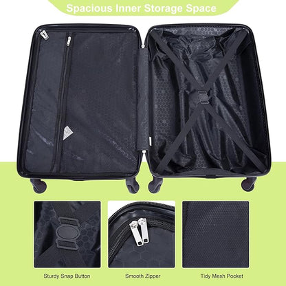 4-Piece Hardside Luggage Set with TSA Lock, Lightweight ABS Suitcases With Spinner Wheel, 16/20/24/28 inch, Chartreuse
