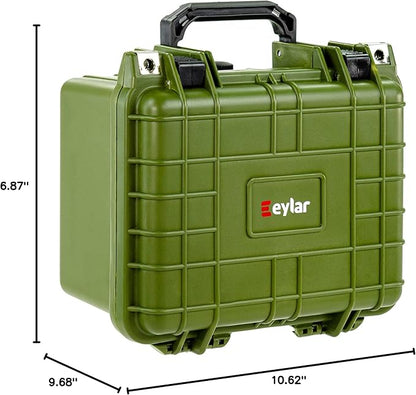 Eylar Small 10.62" Deep Gear, Equipment, Hard Camera Case Waterproof with Foam TSA Standards (Green)