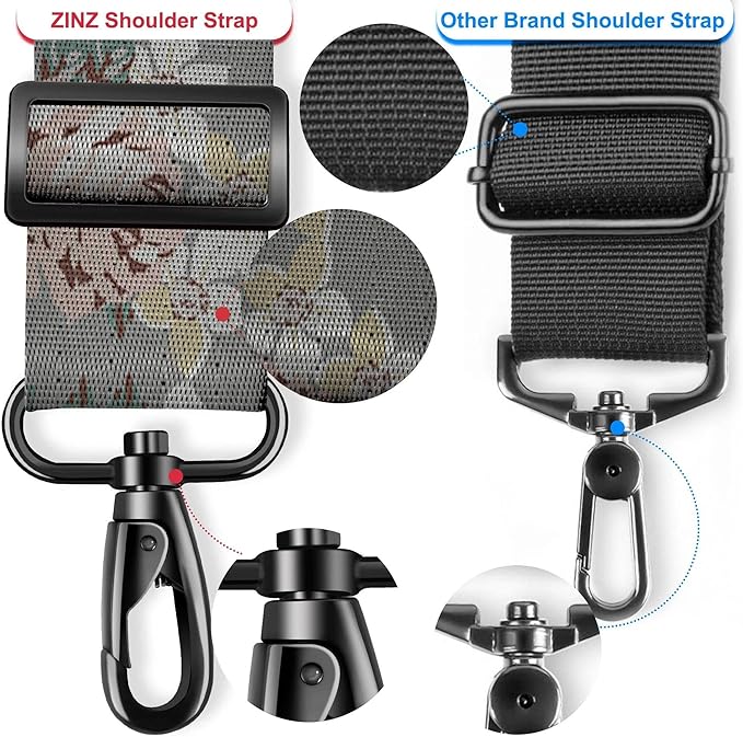 ZINZ 79.5" Universal Strap with Ultra-Thick Fixed Breathable Pad - Adjustable Heavy-Duty Shoulder Strap for Laptop, Crossbody, Luggage, Gym, Camera Bag and More,Gray Flower