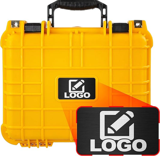 Eylar Protective Gear and Camera Hard Case with Custom Logo Plate, Waterproof & Shockproof w/Foam TSA Approved 13.37 Inch 11.62 Inch 6 Inch (Yellow)