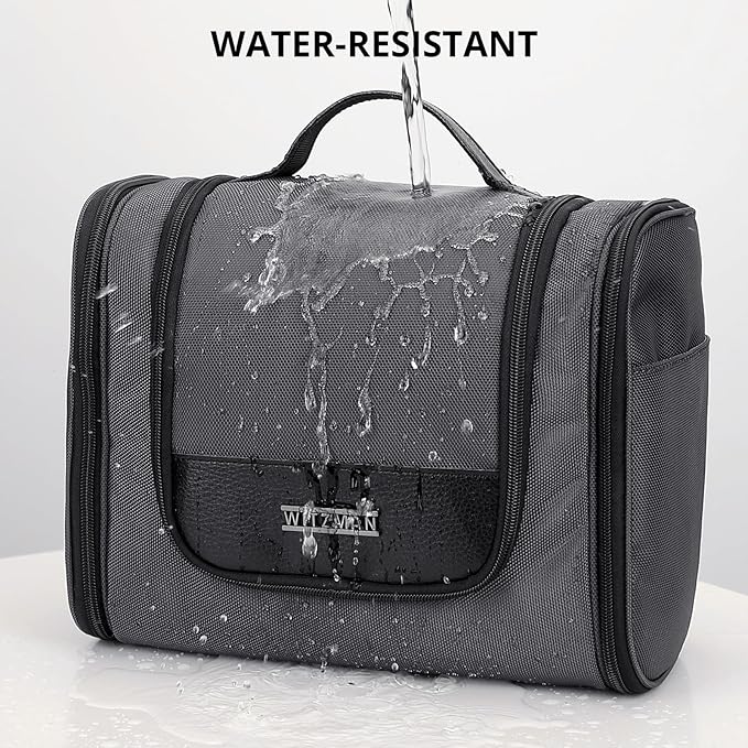 WITZMAN Toiletry Bag for Men Women Large Hanging Multi-organization Bathroom Bag Water-resistant Dopp Kit Shaving Bag Men(B690 Silvery Grey)