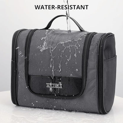 WITZMAN Toiletry Bag for Men Women Large Hanging Multi-organization Bathroom Bag Water-resistant Dopp Kit Shaving Bag Men(B690 Silvery Grey)