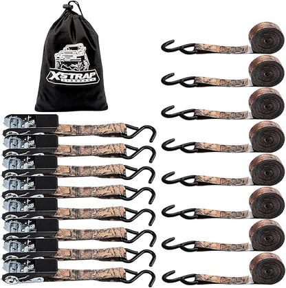 XSTRAP STANDARD Ratchet Straps, 900 LB Break Strength, 8-Pack 10FT Ratchet Tie Down Straps Set for Motorcycle Straps Tie Downs, Appliances, Lawn Equipment, Logistic Cargo Straps for Trucks(Camouflage)