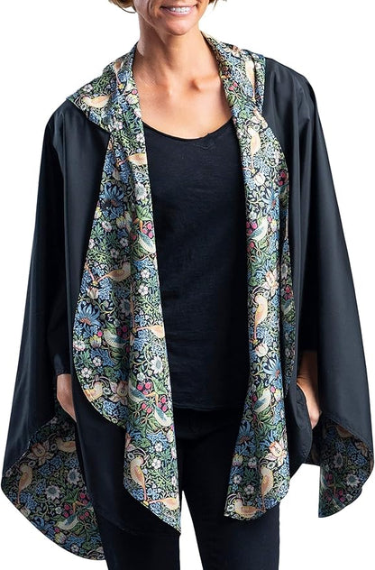 RainCaper Womens Rain Cape Poncho Coat Jacket with Hood Reversible Gorgeous Ultrasoft
