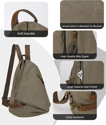 KL928 Canvas Vintage Backpack – Large Casual Daypack Outdoor Travel Rucksack Hiking Backpacks for Men Women