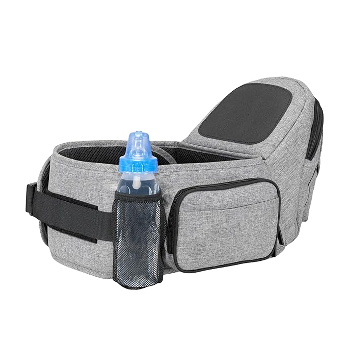 Tushbaby - Original Hip Carrier for Babies and Toddlers, Certified Safe, Lightweight Design, Built-in Storage, Nursing Support, No Foam Padding, (Grey)