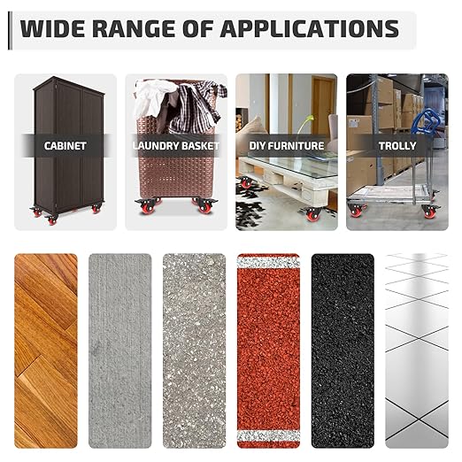 Nefish 2 Inch Casters (8 Pack), Heavy Duty Top Plate Caster Wheels with Brake, 360 Degree Durable Locking Furniture Swivel Castors, No Noise Polyurethane Wheels for Cabinet, Furniture