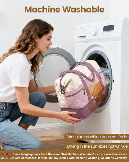 LOVEVOOK Travel Duffle Bag, Lightweight Weekender Bags for Women with Shoe Compartment,40L Puffer Gym Bag Personal Item Travel Bag, Quilted Overnight Bags and Hospital Bag for Labor and Delivery