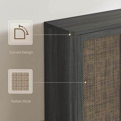 SICOTAS Rattan Shoe Storage Cabinet - Modular Shoe Cabinets with Door Tall Large Shoe Cabinet Storage for Entryway - 96.8" Wide Modular Cabinet for Hallway, Living Room