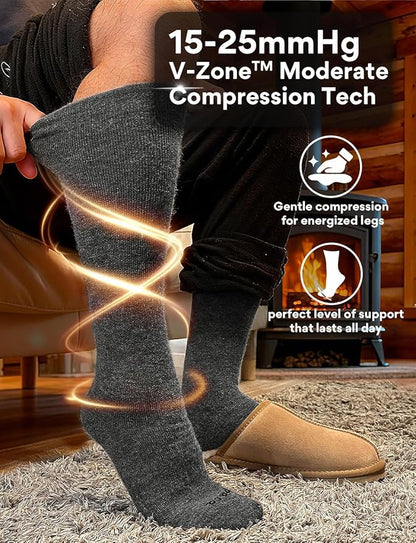 Alpaca Wool Heavyweight 15-25 mmHg Knee High Compression Support Socks Thick Winter Thermal Warm Soft Travel Flying