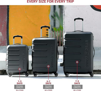 SwissGear 7366 Hardside Expandable Luggage with Spinner Wheels, Navy, Checked-Medium 23-Inch