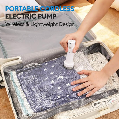 Vacuum Seal Bags for Clothing Travel with Electric Pump, Space Saver Vacuum Storage Bags Sealed, 13 Pack Compression Packing Bags for Luggage, Blankets Clothes, Comforter (2 Jumbo+3 L+3 M+5 S)