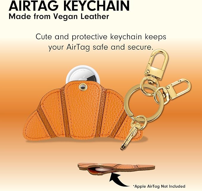 Sonix Keychain Case Compatible with Apple AirTag | Protective AirTag Cover Keychain Charm | Croissant