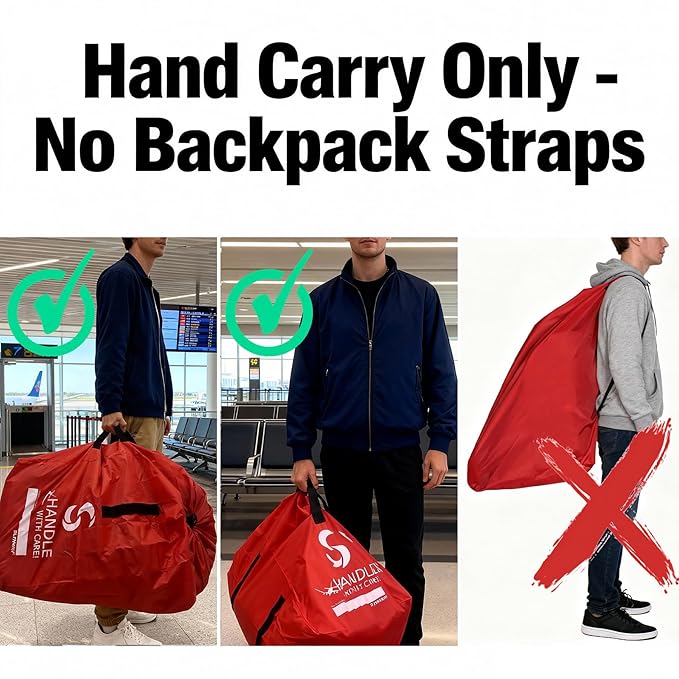 Car Seat Travel Bag for Airplane - Fits Convertible Car Seats, Infant carriers & Booster Seats, Red Upgrade (Red Upgrade)