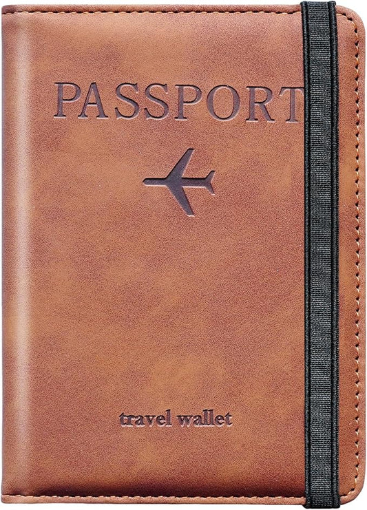 Passport Holder for Travel,Passport Holder with Card Slots Holder,Passport Case,Passport cover for Women and Men,Passport Wallet Travel Essentials and Accessories (Elastic, Brown)