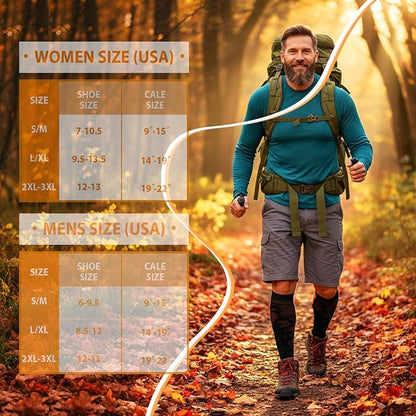 Graduated Compression Socks for Women&Men 20-30mmhg Knee High Socks Travel Hiking Running Stocking