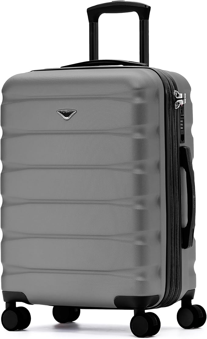 Flight Knight 24x16x10 Expandable Carry On Suitcase Hardside TSA Lock USB C Lightweight Luggage Silent Double Spinner Wheels Maximum Overhead Carry-On Bag For Virgin & South West Approved Airlines