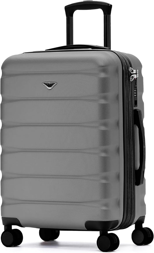 Flight Knight 24x16x10 Expandable Carry On Suitcase Hardside TSA Lock USB C Lightweight Luggage Silent Double Spinner Wheels Maximum Overhead Carry-On Bag For Virgin & South West Approved Airlines