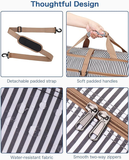 100L Travel Duffle Bag for Men, Urtala 32” Large Duffle Bag for Traveling with Shoe Compartment, Foldable Travel Duffel Bag Weekender Bag Gym Bag for Men Women Water & Tear Resistant (Stripe, 100L)