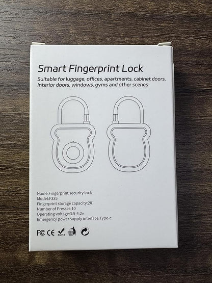 Smart Fingerprint Padlock for Luggage - 20 User Capacity, USB Key & Emergency Code, Keyless Biometric Lock for Gym Locker, Suitcase, Backpack, Toolbox & Handbag (Grey)