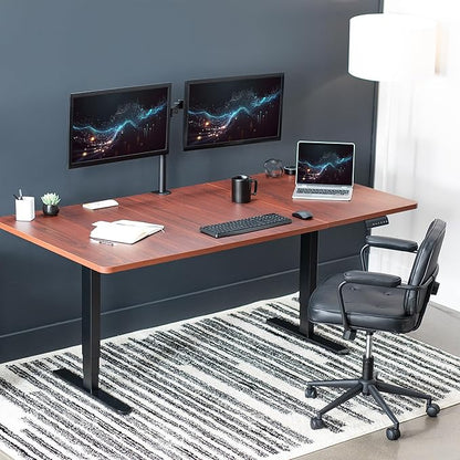 VIVO Electric 71 x 36 in Dual Motor Sit Stand Desk, Memory Height Adjustment, 2B Series, Dark Walnut Top Black Frame, DESK-KIT-2B7D-36