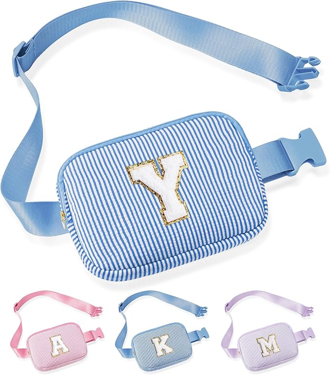 YOOLIFE Initial Crossbody Bag Belt Bag | Fanny Pack Birthday Gifts for Daughter Sister Friends | Gifts for Girls Teen Girls | Personalized Gifts for Women | Belt Bag Fanny Pack for Girls | Blue Y
