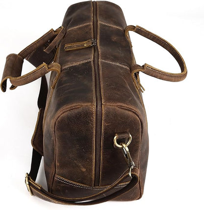 Leather Travel Duffle Bags for Men and Women cabin friendly Weekend Bag Sports Gym airplane carry on overnight duffel