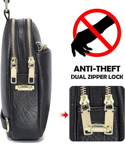 INICAT RFID Blocking Sling Bag,Anti Theft Crossbody Bags for Women,Travel Gifts Cross Body Purses Vegan Leather