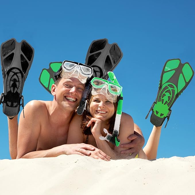 Snorkeling Gear for Adults with Fins Scuba Diving Gear Adult Professional Travel Snorkel Sets with Flippers,Anti-Fog Anti-Leak Diving Mask