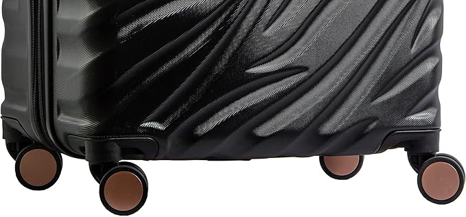 DELSEY PARIS Alexis Durable Luggage Set, Expandable & Lightweight 4-Wheel Spinners, Easy Grip handles for Smooth Journeys, TSA-Lock Incorporated, Men and Women, Black/Rose Gold, 2-Piece Set (21"/25")