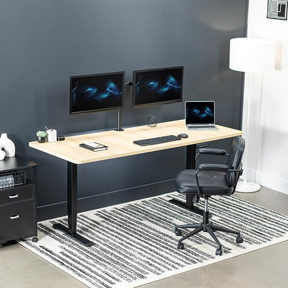 VIVO Electric 71 x 30 in Dual Motor Sit Stand Desk, Memory Height Adjustment, 2B Series, Light Wood Top Black Frame, DESK-KIT-2B7C