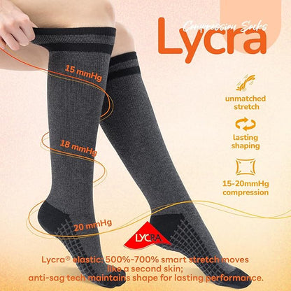 Merino Wool Compression Socks for Women Men (2/3 Pairs) Knee High Winter Thermal Thick Warm for Nurse Pregnant Travel