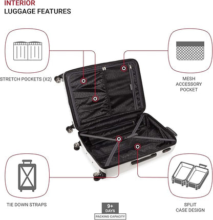 SwissGear 7272 Energie Expandable Hardside Luggage with Spinner Wheels and TSA Lock, White, 2-Piece Set (19/27)