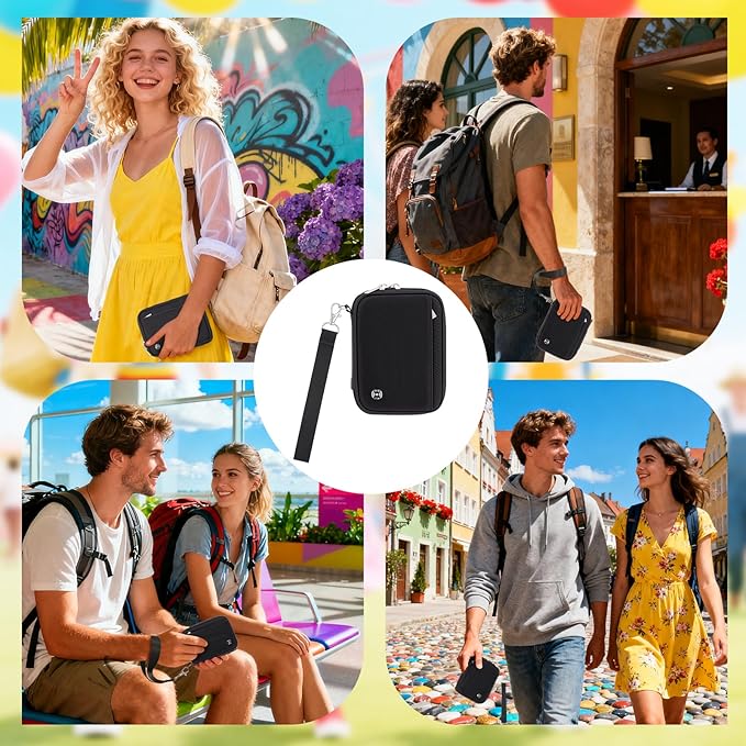 WALNEW Passport Holder for Travel - RFID Blocking Travel Wallet Essentials Organizer with Card Slots & Zipper Pocket (Women/Men), Black