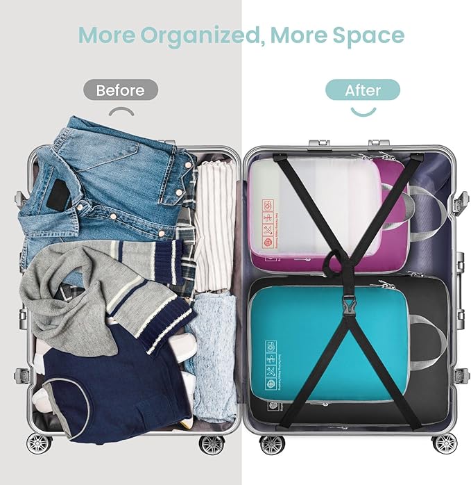 Cambond Compression Packing Cubes for Travel Women - Expandable Travel Bags Luggage Organizers Travel Essentials Compression Cubes for Travel Carry on Suitcases Organizer