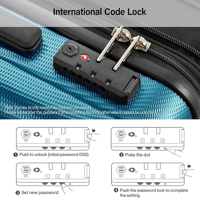 Hanke Expandable Hardshell Luggage Sets 3 Piece Extra Large Suitcases with Lock,28 Inch Luggage with Spinner Wheels, PC Travel Suitcase for Women Men 20 24 29Inch,Caribbean Blue