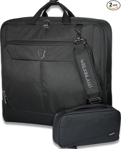 WELKINLAND 3-Suits Garment Bag for Travel with Toiletry Bag, 30L-Large Suit Carry On Garments Bag for Travels, 15-Pockets Suits Holder Travel Bags, Wrinkle-Free Suit and Dress Garment Bag for Travels