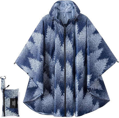 Fashion Hooded Rain Poncho Waterproof Raincoat Jacket with pocket for Women/Men/Adult