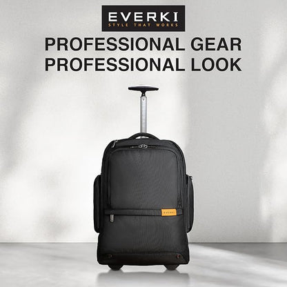 EVERKI 123 Wheeled Laptop Backpack - For 15.6” Laptop & 16” MacBook, Rolling Back Pack for Men & Women, Carry On Travel Backpack with Replaceable Wheels, Rolling Work Bag for Business Professional