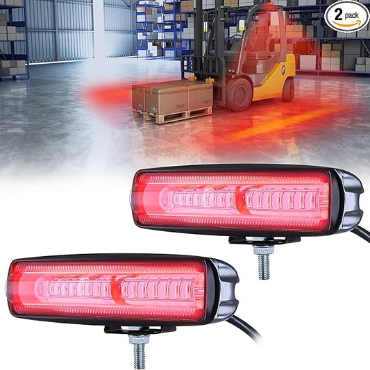 eTzone New 15 LED Forklift Safety Lights - Red, 30W DC 12-80V Warehouse Warning Lights - 2 Pack