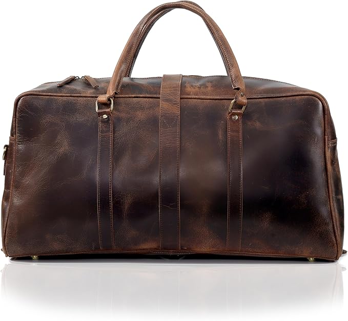 Leather Duffle bag Travel Weekender Bag Carry on Overnight Bag Gym Sports Duffel bag Luggage Bag for Men and Women