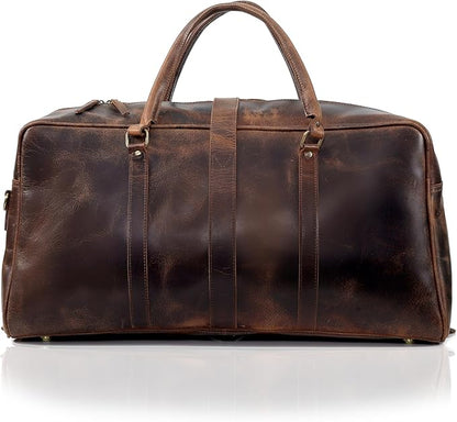 Leather Duffle bag Travel Weekender Bag Carry on Overnight Bag Gym Sports Duffel bag Luggage Bag for Men and Women