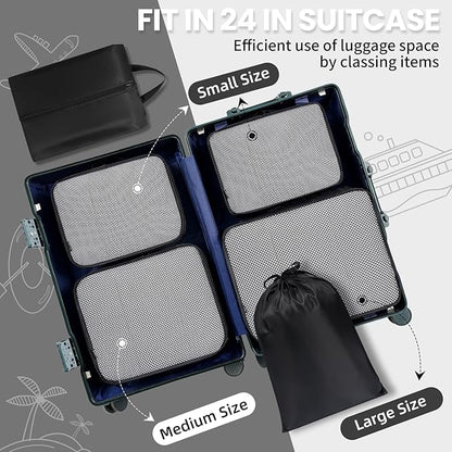 BAGAIL 6 Set Packing Cubes Luggage Packing Organizers for Travel Accessories-Black