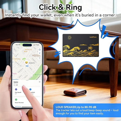 Original Air Tag Wallet Tracker Card 0.07in IP68 Waterproof Bluetooth Tracker Smart Finder, Passport, Work with Apple Find My, Wireless Charging, Card Locator[Apple MFi Certified] iOS Only
