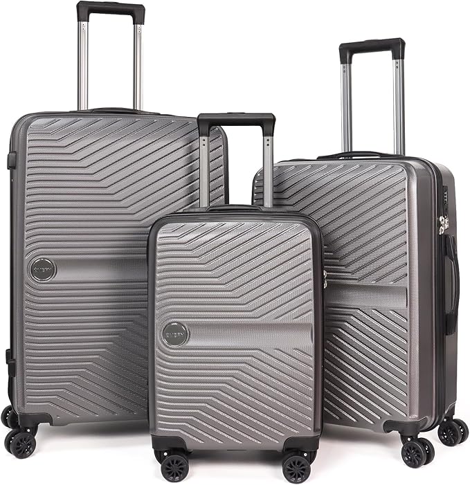 Luggage Set 3 Pieces -Suitcase Set - Carry on Luggage with Wheels - Check-in Luggage - PC + ABS Durable Suitcase Rotating Silent Wheels 3-Piece 20/24/28 Grey
