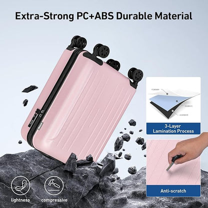 KYME 24-Inch Medium Luggage with Dual 360° Spinner Wheels Hardshell Checked TSA Approved Suitcase for Lightweight Travel (Pink, 24" Checked)