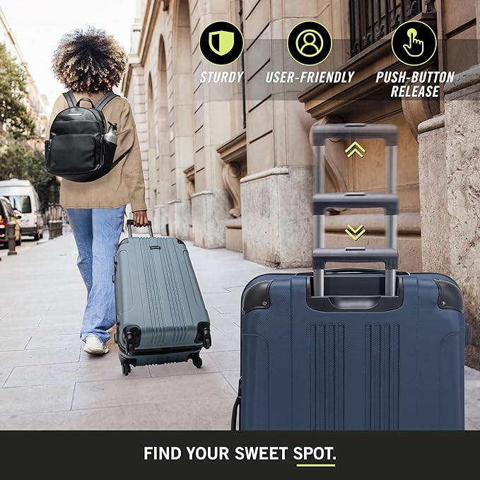 Kenneth Cole REACTION Out of Bounds Lightweight Hardshell 4-Wheel Spinner Luggage, Naval, 20-Inch Carry On
